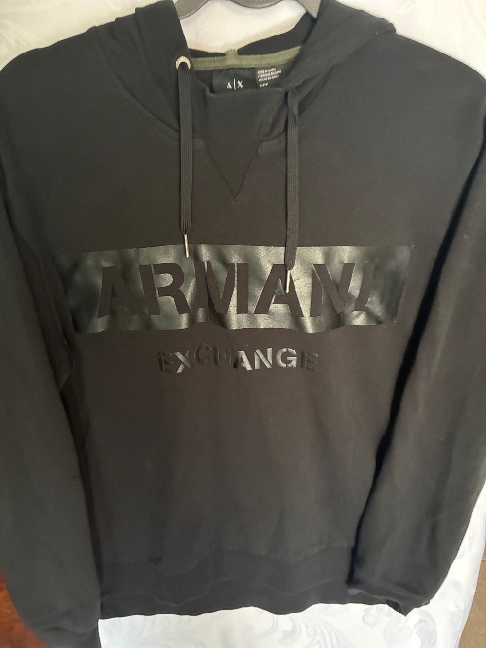 Armani Exchange Men's Black Logo Pullover Hoodie